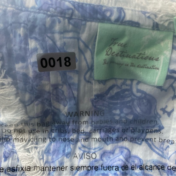 TRUE DESTINATIONS Flutter Sleeve M Dress Floral Paisley Cruise Pool Coverup Blue - Picture 10 of 10